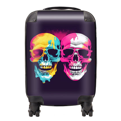 Pinks And Blue Happy Skeletons Suitcase