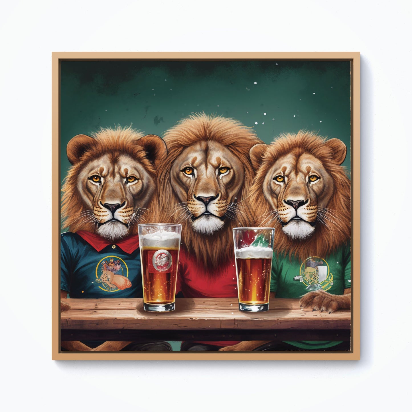 Lions Watching The Game Framed Canvas