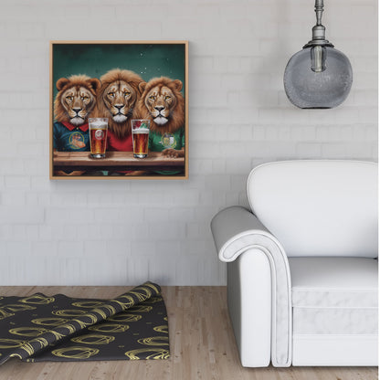 Lions Watching The Game Framed Canvas