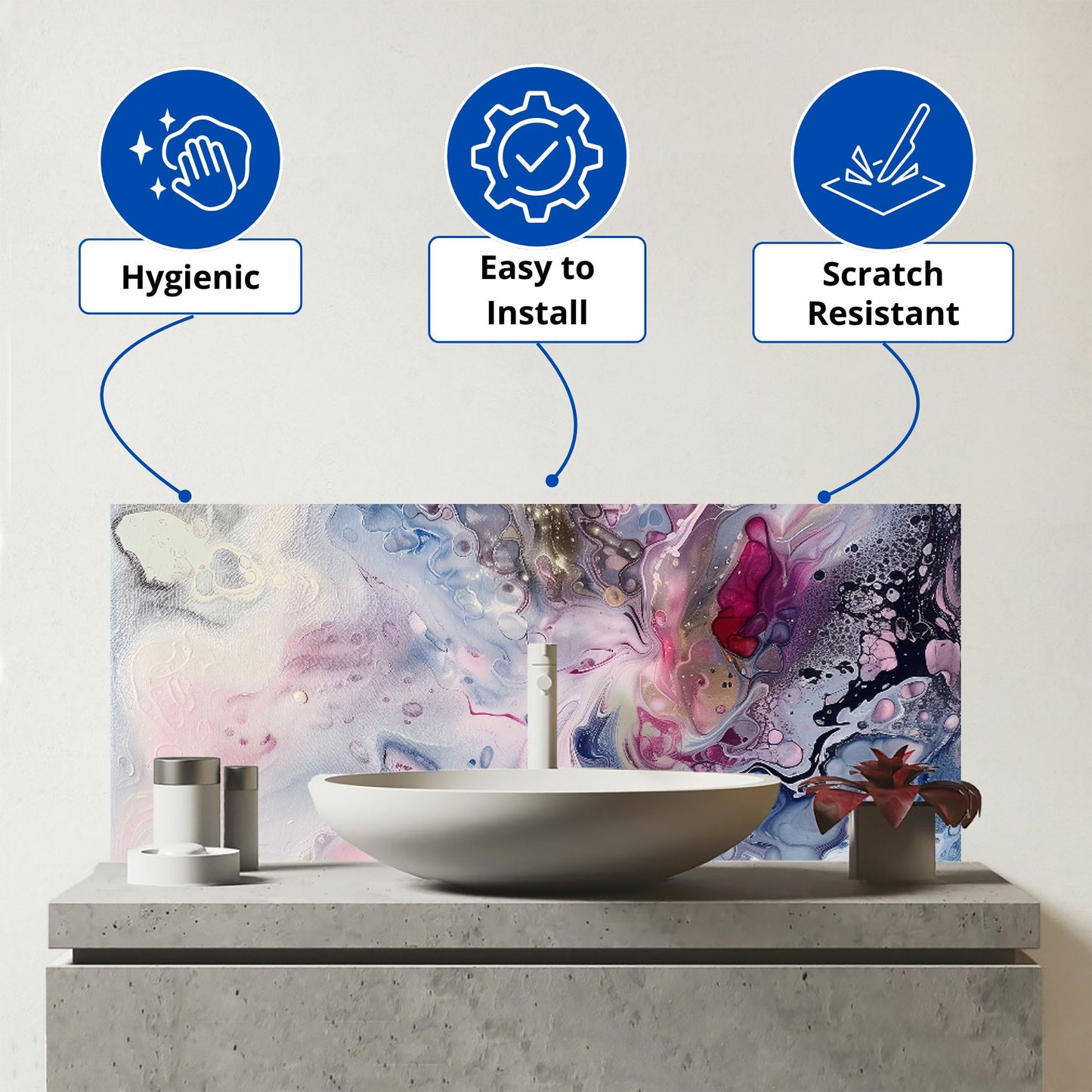 Ethereal Swirls: Dreams In Motion Glass Bathroom Splashback