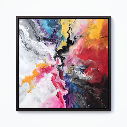 Explosive Colour Cascade Framed Canvas