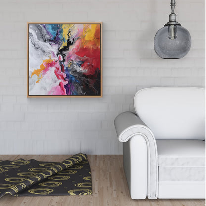 Explosive Colour Cascade Framed Canvas