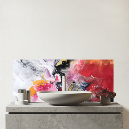 Explosive Colour Cascade Glass Bathroom Splashback