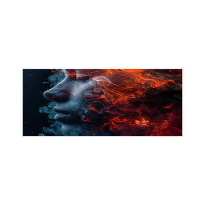 Fiery Mindscape: Portrait In Flames Glass Bathroom Splashback