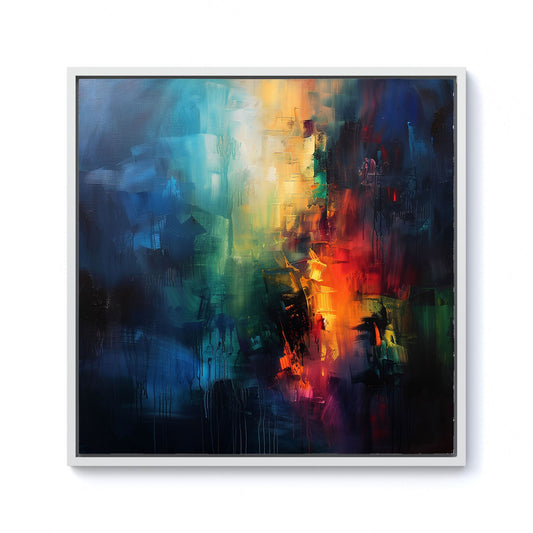 Colourful Chaos: Urban Dreamscape Framed Canvas