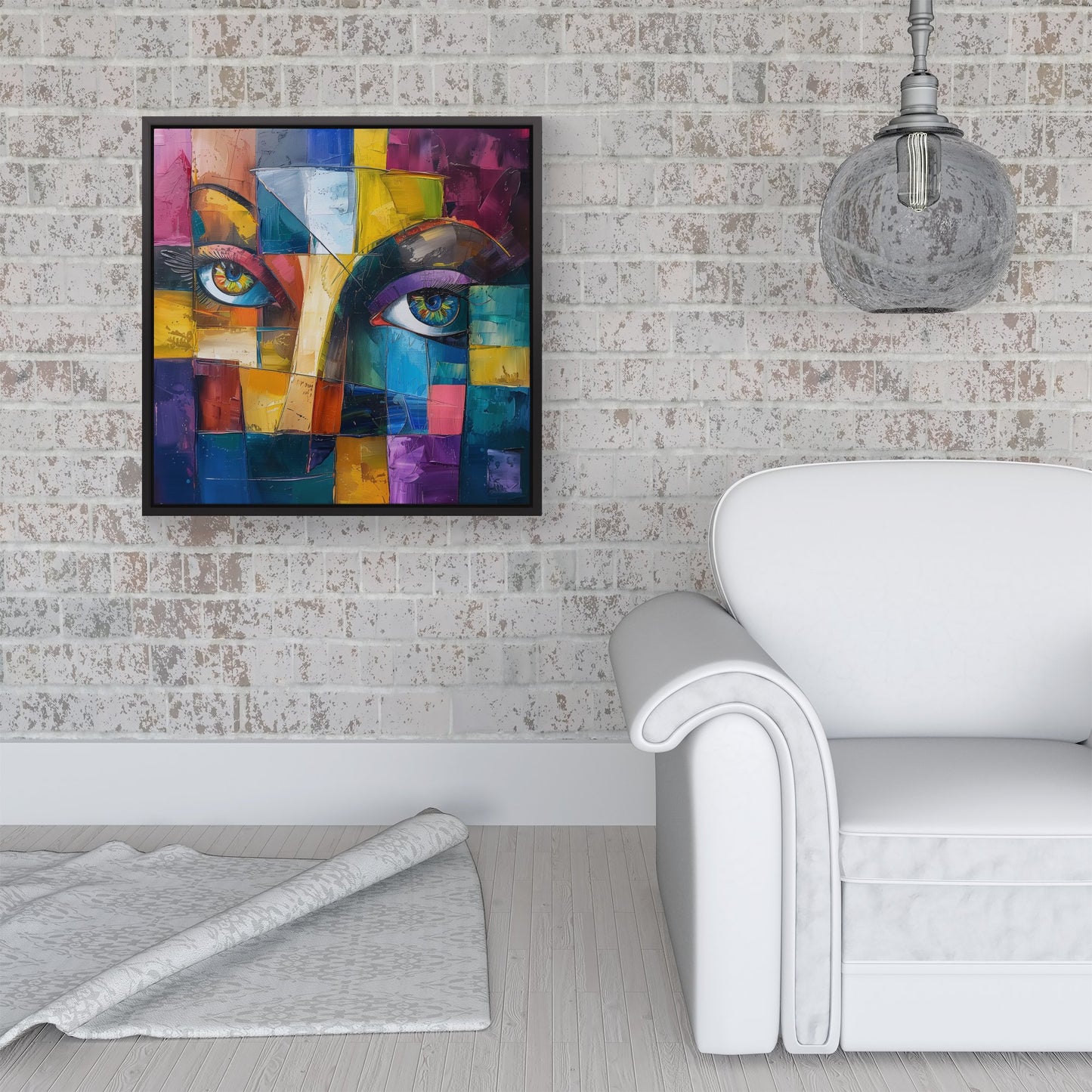 Fragmented Vision: Eyes Of The Soul Framed Canvas