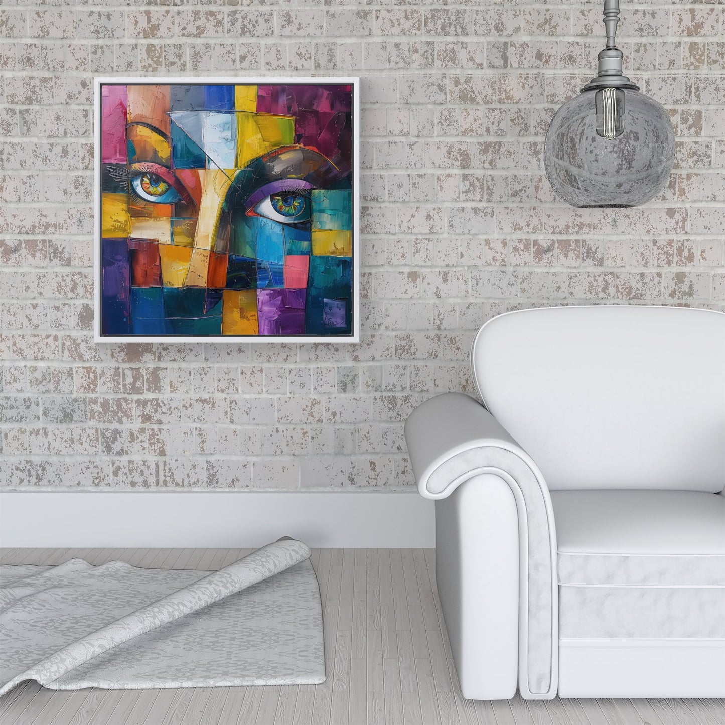 Fragmented Vision: Eyes Of The Soul Framed Canvas