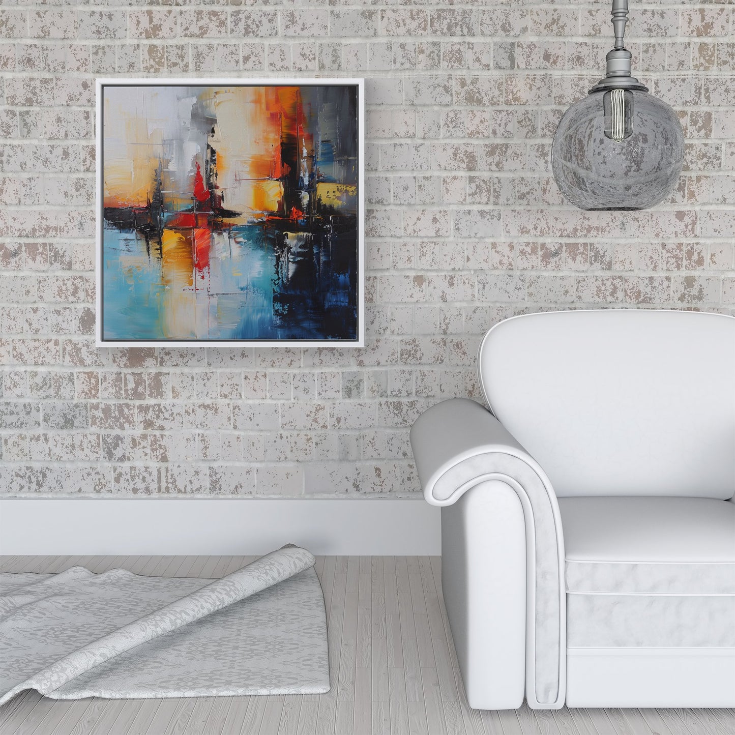 Reflective Splendour: City In Abstract Framed Canvas