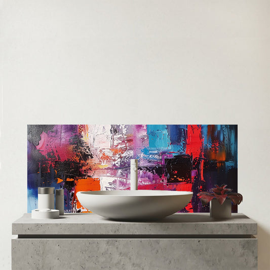 Vibrant Metropolis: A Palette Of Emotions Glass Bathroom Splashback