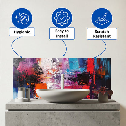 Vibrant Metropolis: A Palette Of Emotions Glass Bathroom Splashback