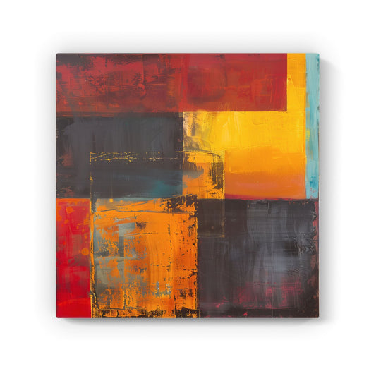 Golden Blocks Of Abstract Canvas