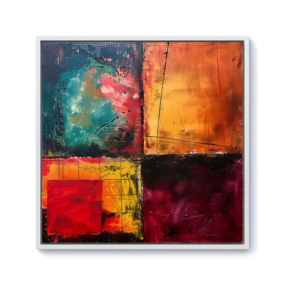 Quadrant Fusion: Colours In Conflict Framed Canvas