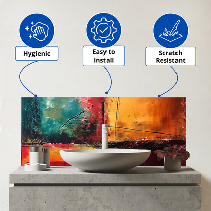 Quadrant Fusion: Colours In Conflict Glass Bathroom Splashback