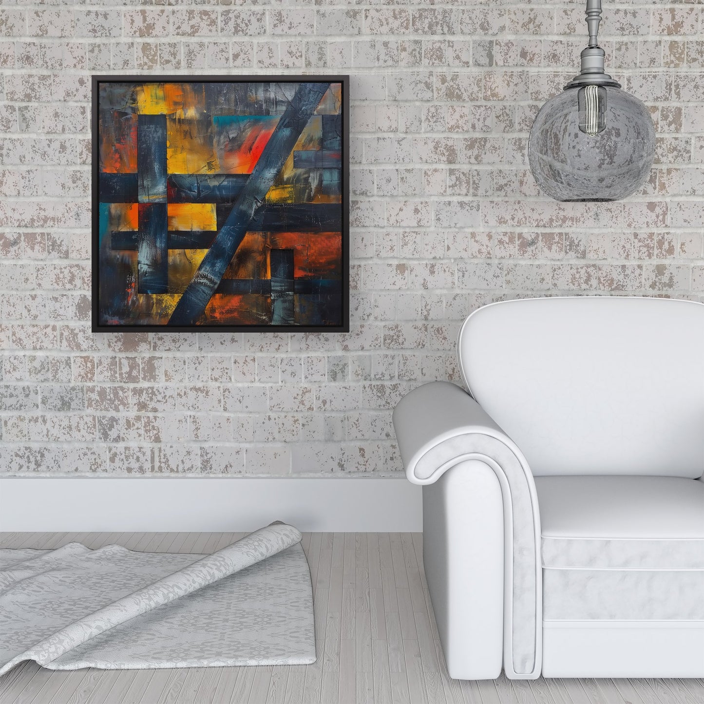 Geometric Interplay: Abstract Patterns Framed Canvas