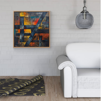 Geometric Interplay: Abstract Patterns Framed Canvas