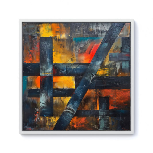 Geometric Interplay: Abstract Patterns Framed Canvas