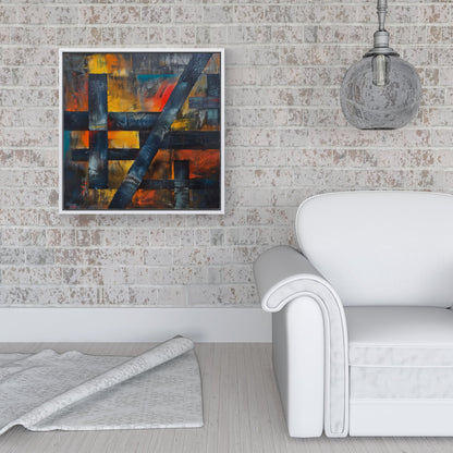 Geometric Interplay: Abstract Patterns Framed Canvas