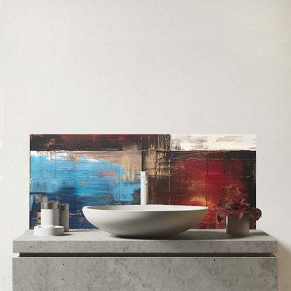 Rustic Harmony In Bold Colours Glass Bathroom Splashback