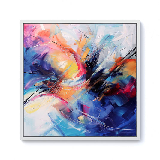 Serene Explosion: Calm Amidst Colours Framed Canvas