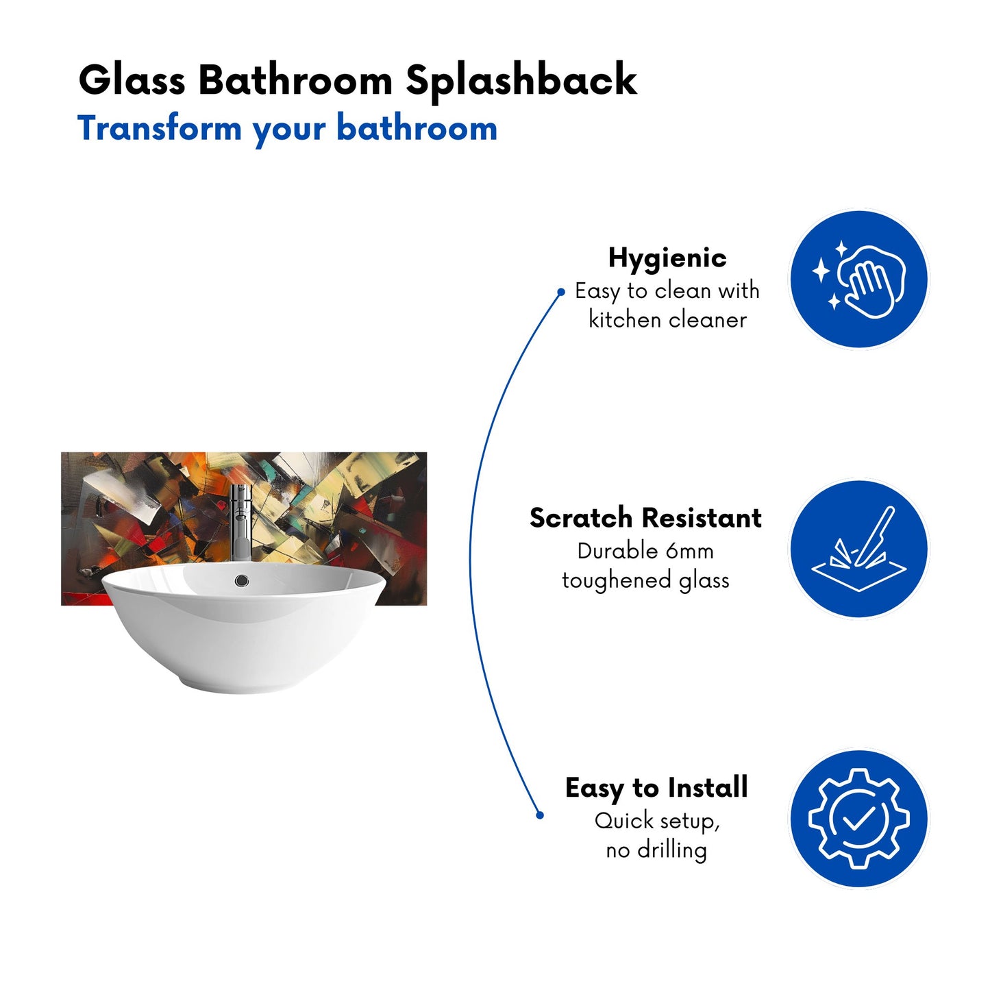 Dynamic Chaos: Energy Unleashed Glass Bathroom Splashback