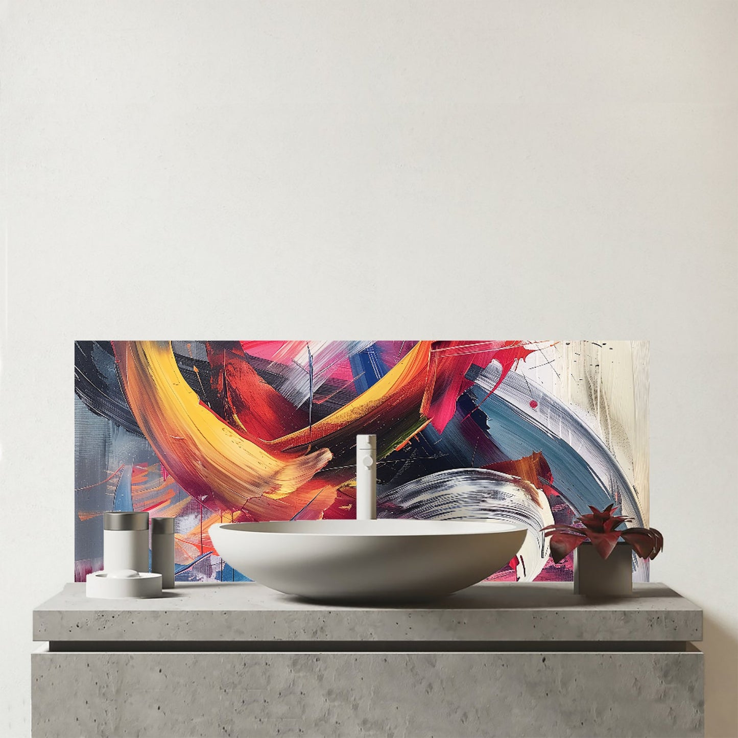 Swirling Symphony Of Colours Glass Bathroom Splashback