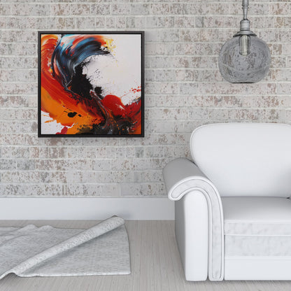 Fiery Waves: Abstract Motion Framed Canvas