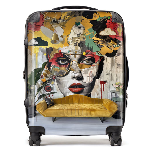 Abstract Face Behind Sofa Suitcase