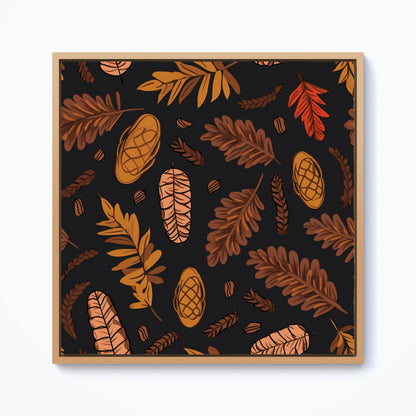 Autumn Leaves And Pinecones Framed Canvas