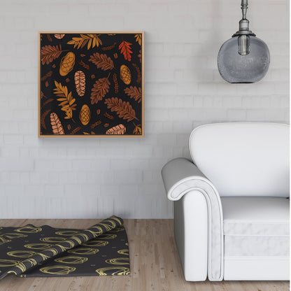 Autumn Leaves And Pinecones Framed Canvas