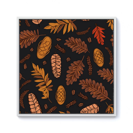 Autumn Leaves And Pinecones Framed Canvas