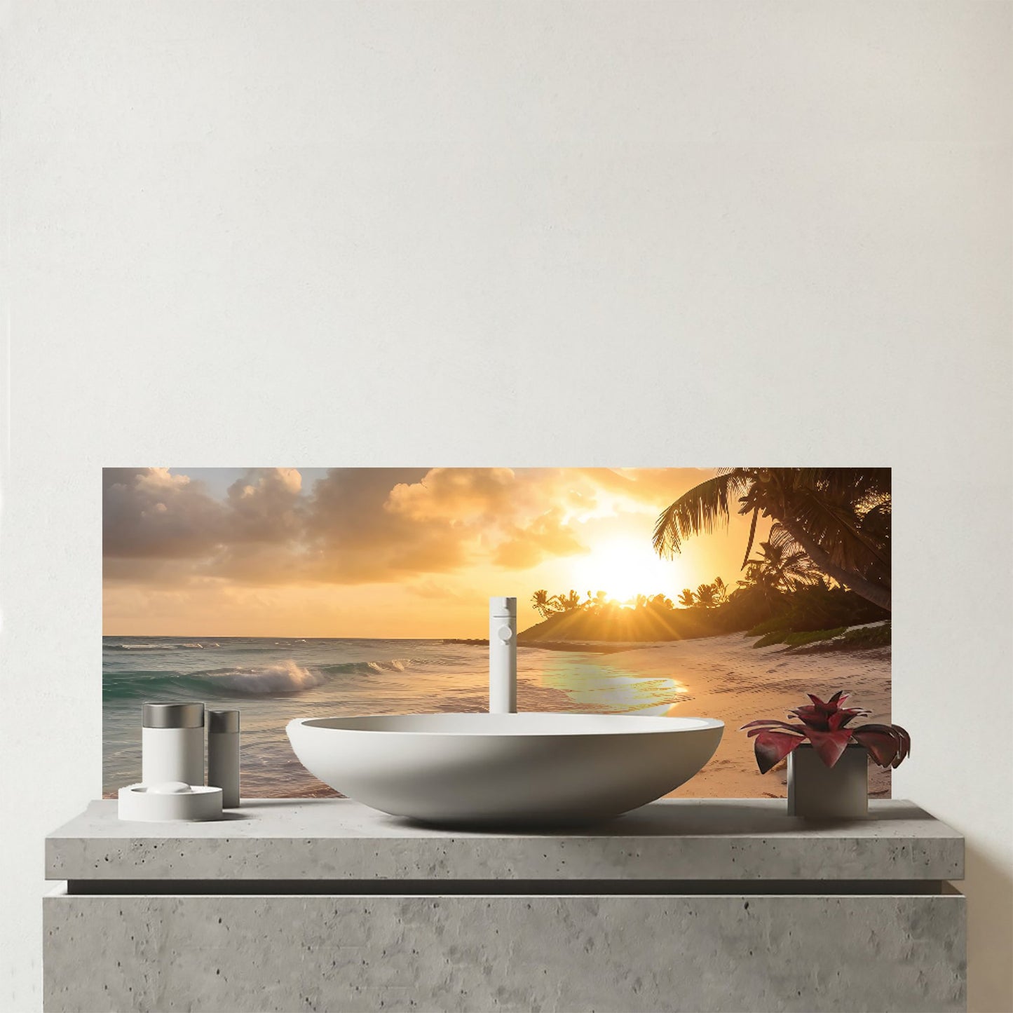 Sunrise In Paradise Glass Bathroom Splashback