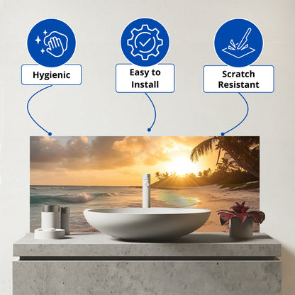 Sunrise In Paradise Glass Bathroom Splashback