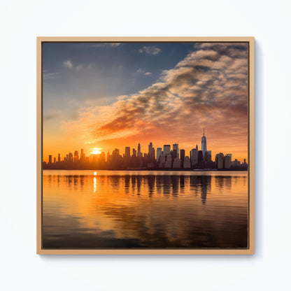 New York At Sunrise Framed Canvas