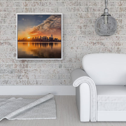 New York At Sunrise Framed Canvas