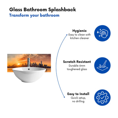 New York At Sunrise Glass Bathroom Splashback