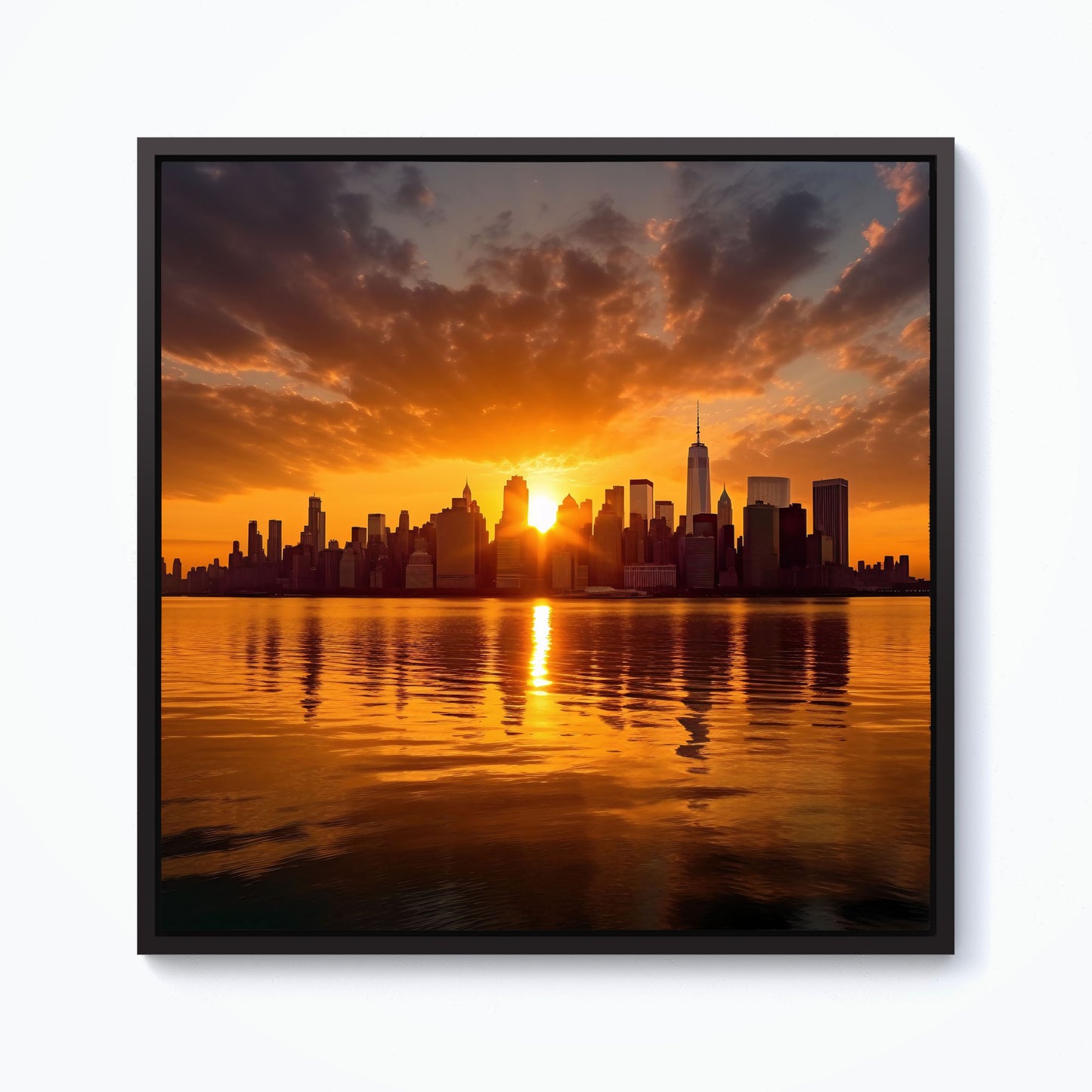 Sunrise In The City Framed Canvas