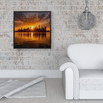 Sunrise In The City Framed Canvas