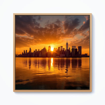 Sunrise In The City Framed Canvas