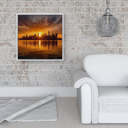 Sunrise In The City Framed Canvas