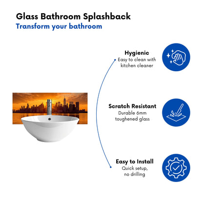 Sunrise In The City Glass Bathroom Splashback