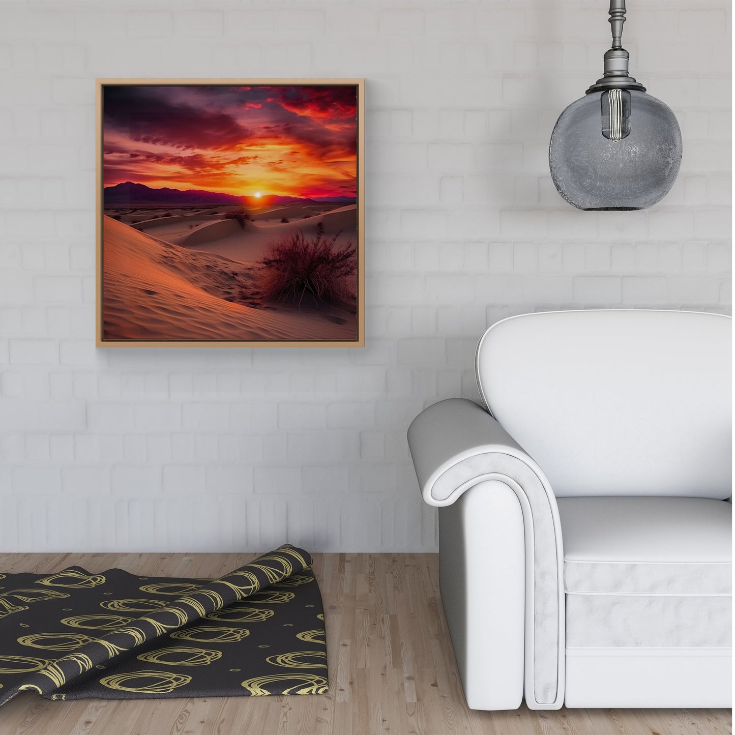 Sunset In The Desert Framed Canvas