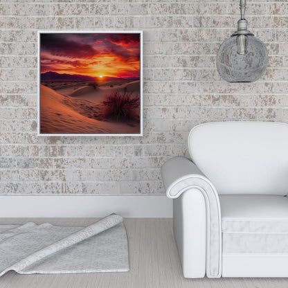 Sunset In The Desert Framed Canvas