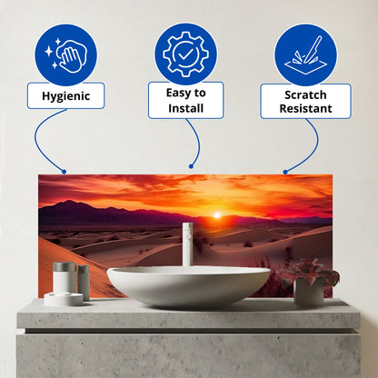 Sunset In The Desert Glass Bathroom Splashback