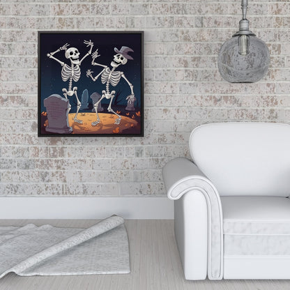 Skeletons Dancing Framed Canvas