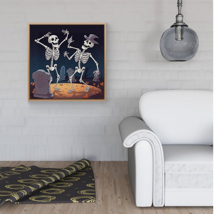 Skeletons Dancing Framed Canvas