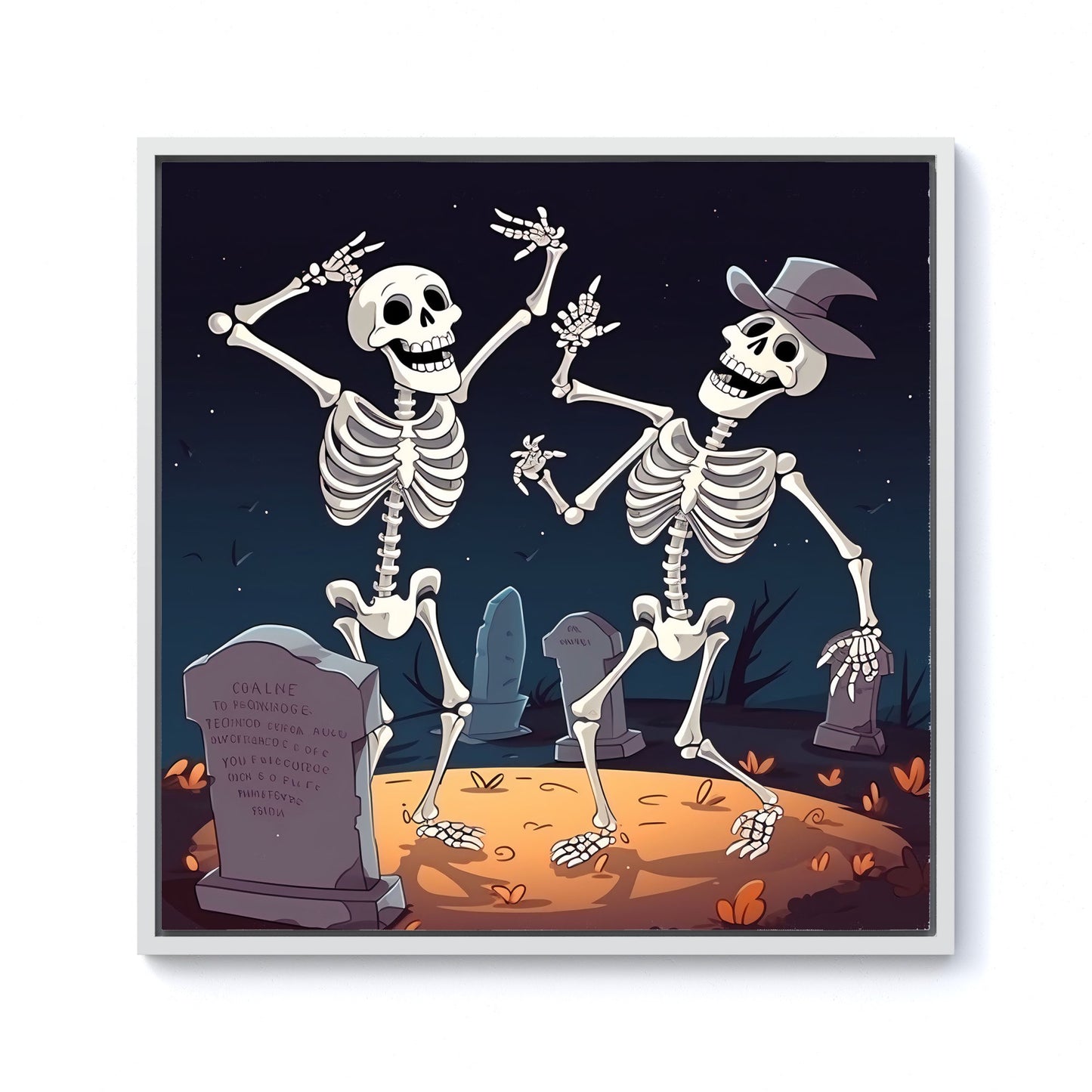 Skeletons Dancing Framed Canvas