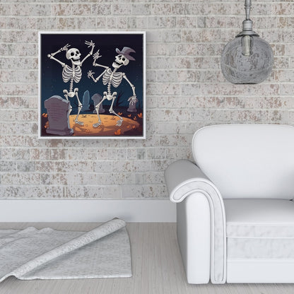 Skeletons Dancing Framed Canvas