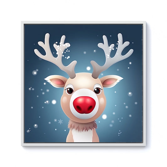 Rudolph With His Red Nose Framed Canvas