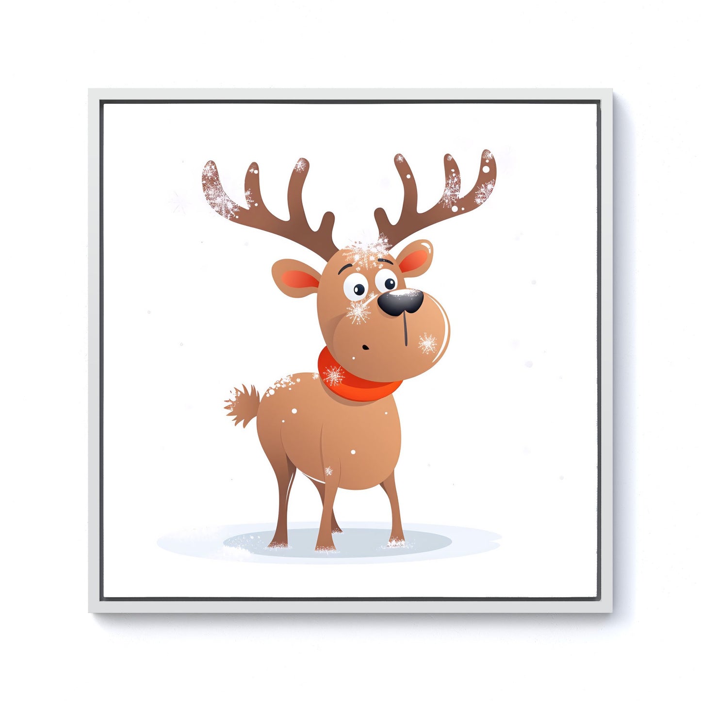 Reindeer In A Scarf Framed Canvas