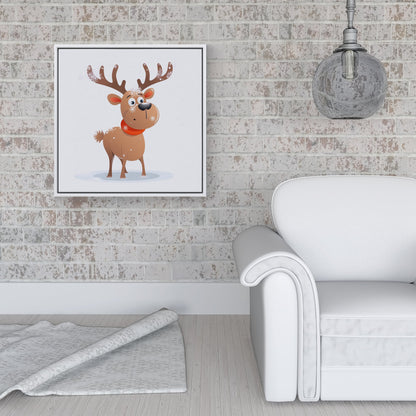 Reindeer In A Scarf Framed Canvas